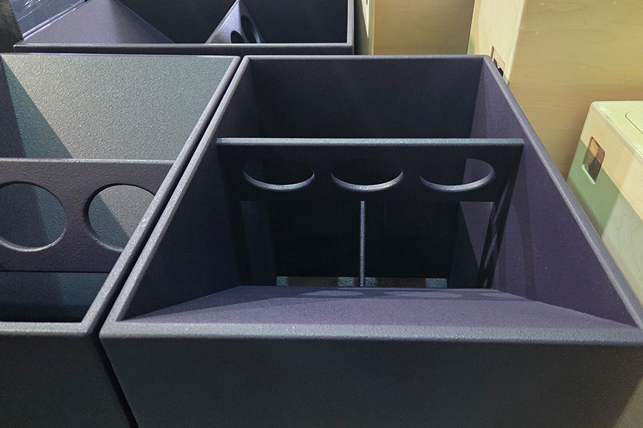 Finished cabinets crated and ready for dispatch from Calne.